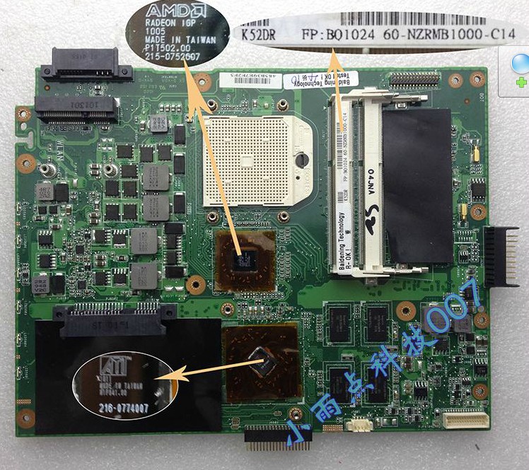 original Asus K52N REV 2.0 AMD laptop motherboard fully tested &